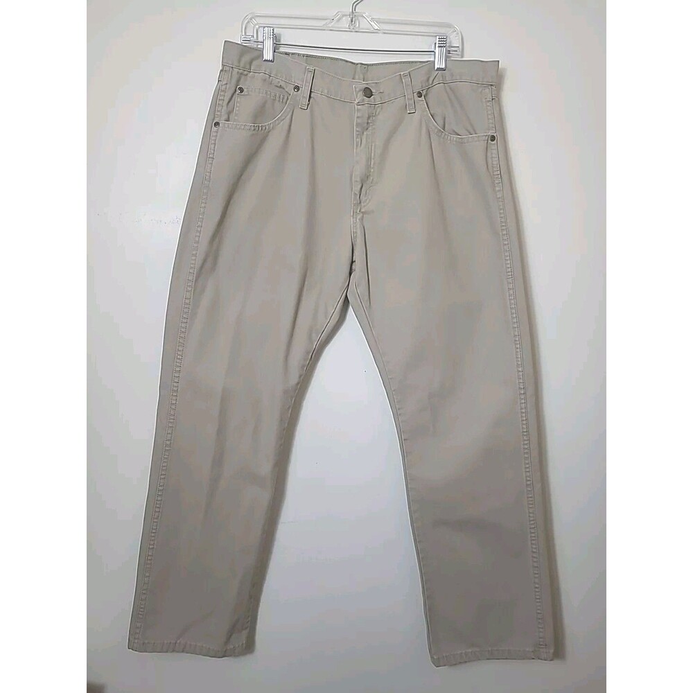 Wrangler Jeans Men's Size 36x30 Beige Rugged Wear Denim Regular Fit Straight